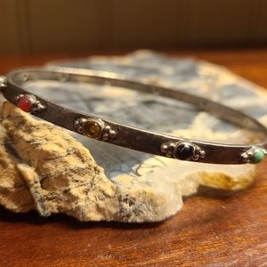 925 Sterling Silver Bangle Bracelet Handmade Stone Turquoise Onyx Citrene +